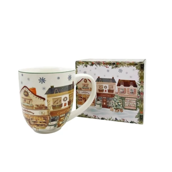 Porcelánbögre 1000ml, dobozban, Christmas City 2, D.G.69037