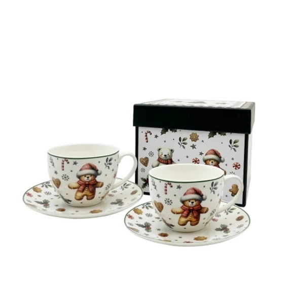 Porceláncsésze+alj, 270ml, 2 személyes, dobozban, Christmas Cuties, D.G.69228