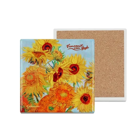 Kerámia alátét, alján parafa bevonattal, 10,8x10,8cm, Van Gogh: Napraforgók, H.C.008-2050A
