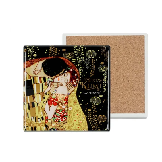 Kerámia alátét, alján parafa bevonattal, 10,8x10,8cm, Klimt: The Kiss, H.C.008-2052A