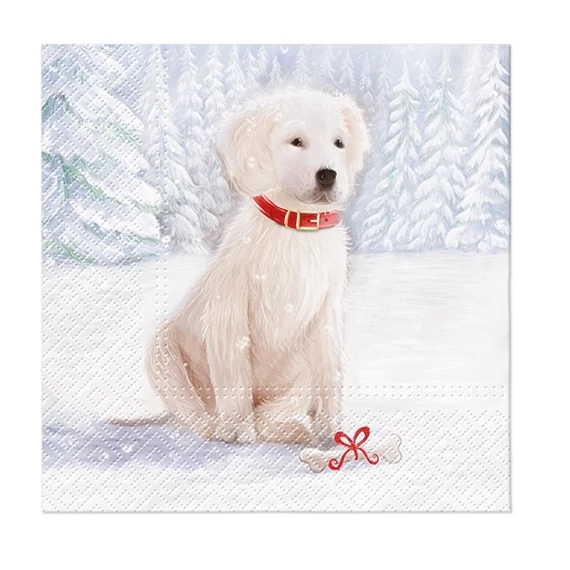 Snow Dog papírszalvéta 33x33cm,20db-os, P.W.SDL234800