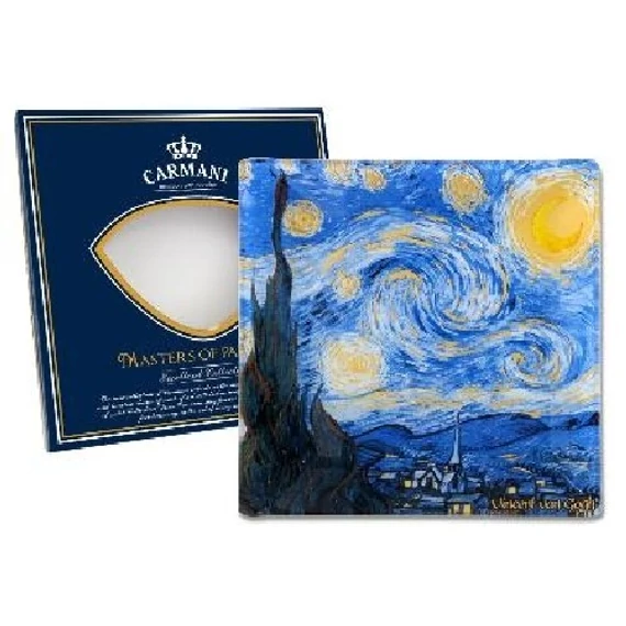 Üvegtányér 13x13cm,Van Gogh:Csillagos éj, H.C.198-7310