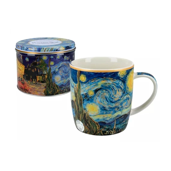 Porcelánbögre 380ml, fémdobozban, Van Gogh: Csillagos éj, H.C.830-3110