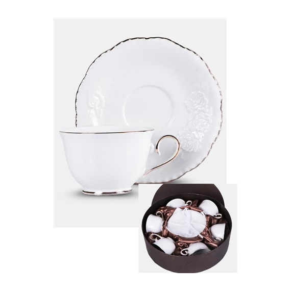 Bella Rosa porceláncsésze+alj, 250ml, 6 személyes, dobozban, V.B.23599