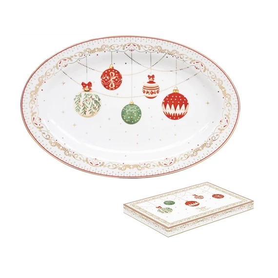 Porcelán ováltálca 35x23,5cm, dobozban, Christmas Eve, R2S.1116CEVE