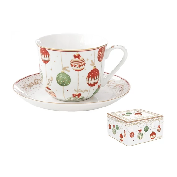 Porcelán reggelizőcsésze+alj 370ml dobozban, Christmas Eve, R2S.1182CEVE