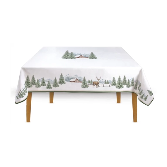 Asztalterítő 145x180cm, 100% pamut, White Forest, R2S.2632WHIF