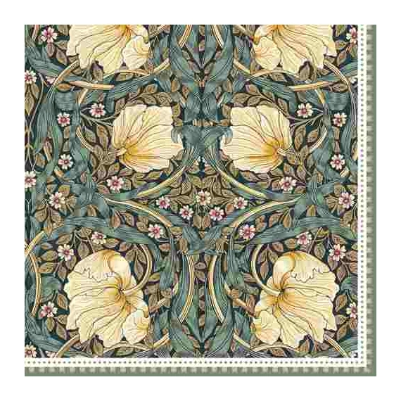 Papírszalvéta 33x33cm, 20db-os, William Morris Black, R2S.414WILB