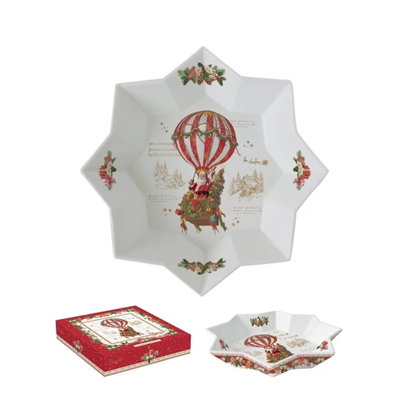 Porcelán csillagtál 25x4,5cm, dobozban, Christmas Memories, R2S.1049CHAB