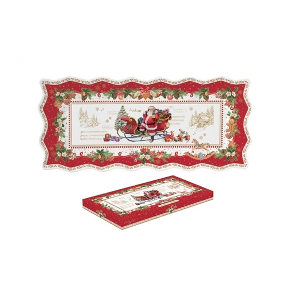 Porcelántálca 40x18cm, dobozban, Christmas Memories, R2S.1242CHME