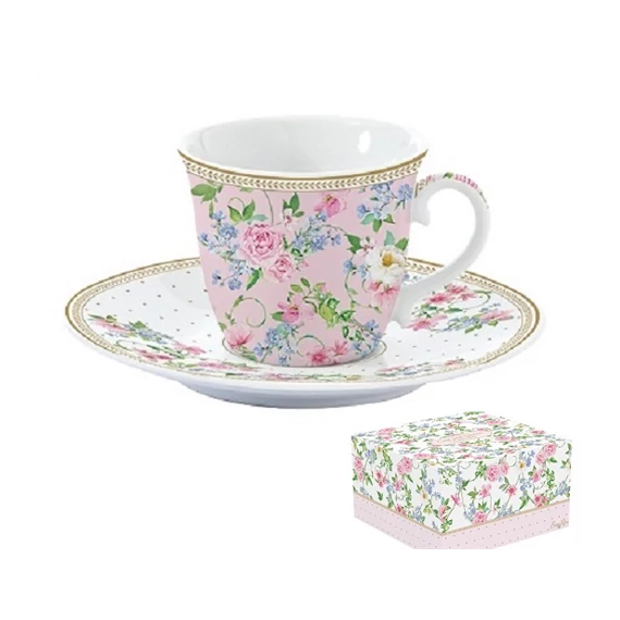 Porcelán teáscsésze+alj 200ml dobozban,Garden Joy, R2S.1106GAJO