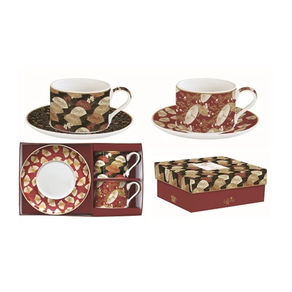 Porceláncsésze+alj 240ml, 2 személyes, dobozban, Coffee Mania, Kimono, R2S.132KIMO