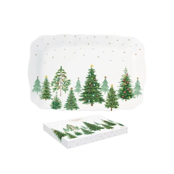 Porcelántálca 35x23cm, dobozban, Festive Trees, R2S.1483FTRE