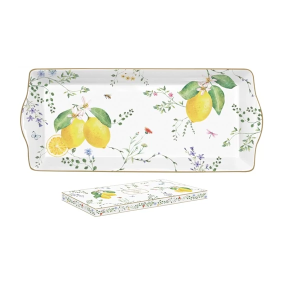 Porcelántálca 35x15cm, dobozban, Fleurs et Citrons, R2S.1109FCIT