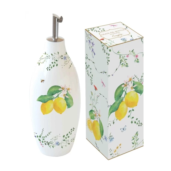 Porcelán olajkiöntő 300ml, dobozban, Fleurs et Citrons, R2S.1906FCIT