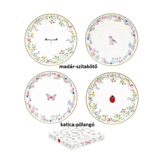 Porcelán desszerttányérszett 2 db-os, 16cm, dobozban, Fancy Garden, R2S.1372FGAR