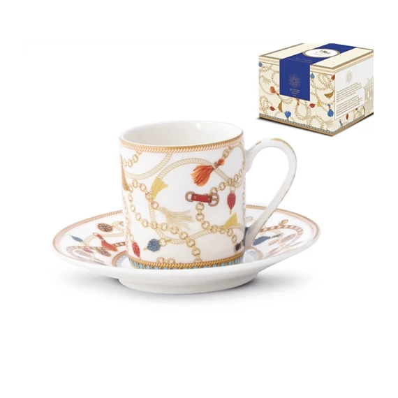Porcelán eszpresszócsésze+alj 80ml 2 személyes dobozban, Cheval, P.M.PM0125CHEV