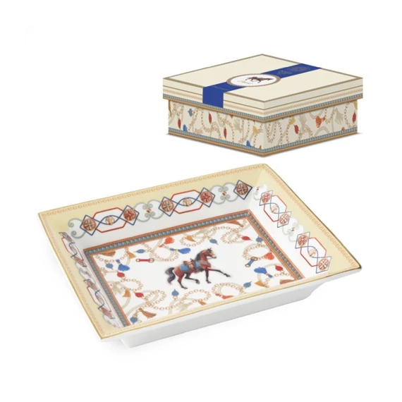 Porcelán kínálótál 19,5x15,5cm dobozban, Cheval, P.M.PM0136CHEV