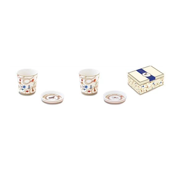 Porcelán eszpresszópohár 90ml alátéttel, 2 személyes szett dobozban, Cheval, P.M.PM0321CHEV