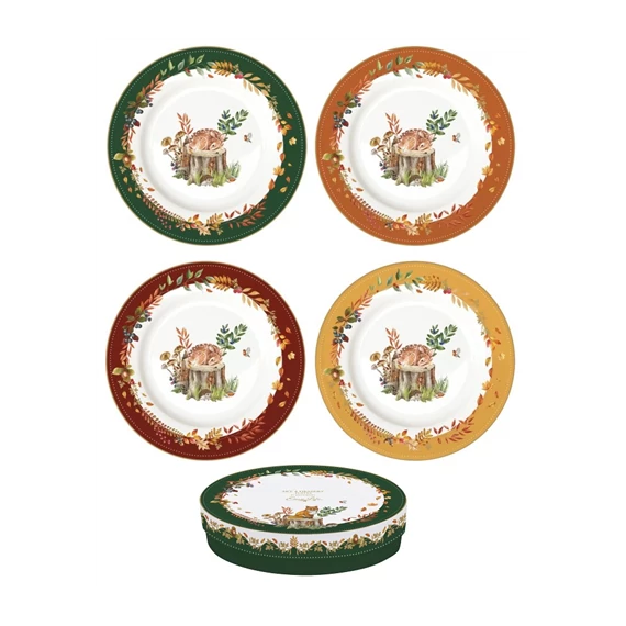 Porcelán desszerttányérszett 4db-os,19cm dobozban, Forest Dream, R2S.924FODR