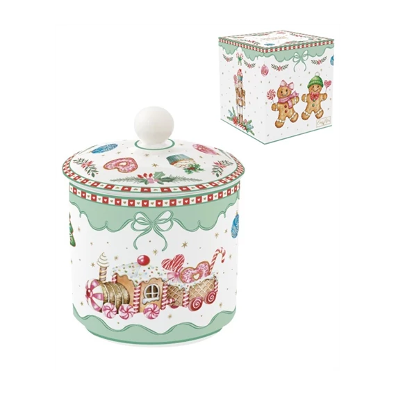 Porcelán keksztároló, 10,5x13cm, dobozban, Sweet Christmas, R2S.1443SWEC