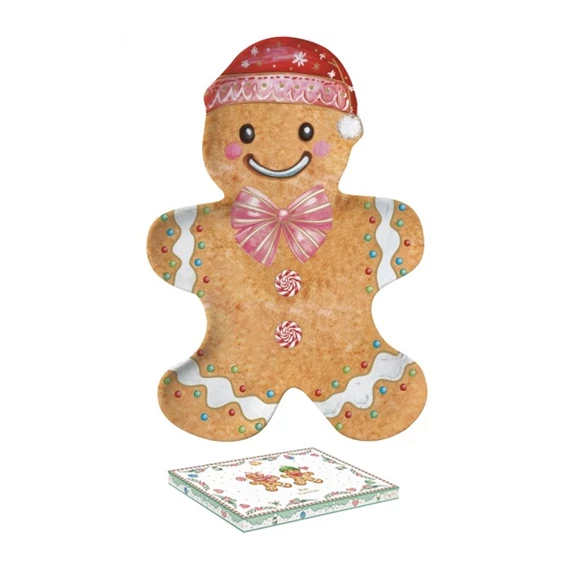 Porcelántálca 17x25cm, mézeskalács figura forma, dobozban, Sweet Christmas, R2S.1470SWEC