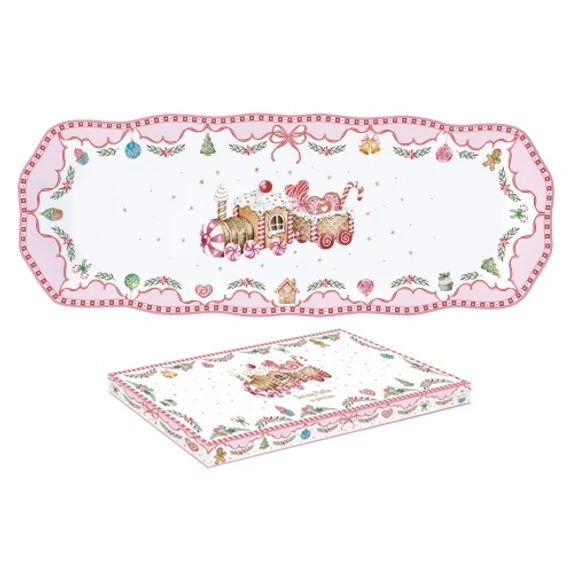 Porcelántálca 37x14cm, dobozban, Sweet Christmas, R2S.1482SWEC