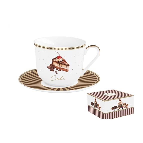 Porcelán reggelizőcsésze+alj 370ml, dobozban,Sweet Moments, R2S.1182SWEM