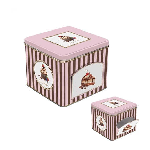 Cukorkás fémdoboz 14x14x12cm, Sweet Moments, R2S.095SWEM