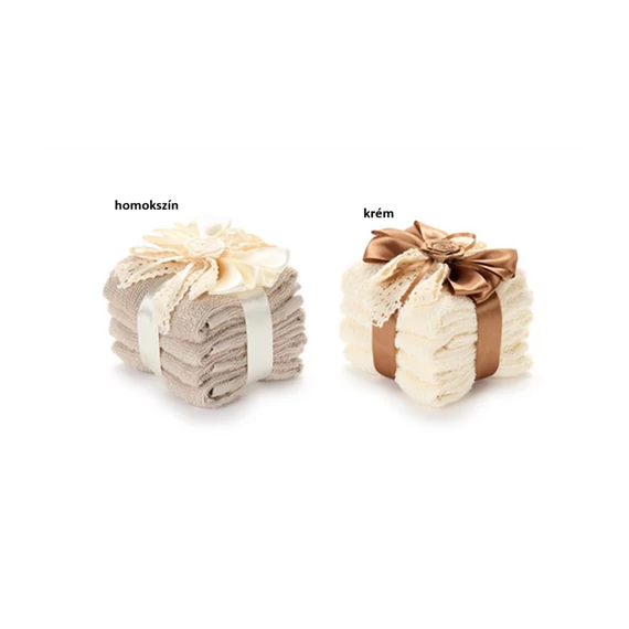 Ajándékszett:Kistörülköző 30x30cm, 4db, pamut, skót kockás masnival, homokszín, N.S.ZBH231108A