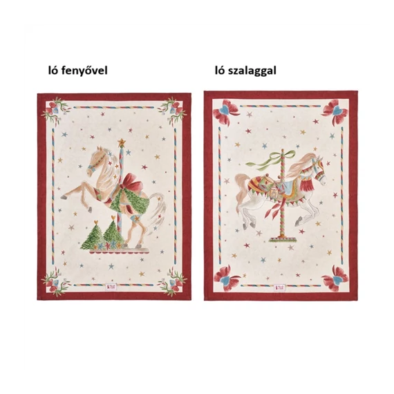 Konyharuha 50x70cm, pamut, Giostra ló szalaggal, N.S.HTH251613B