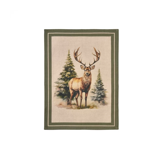 Konyharuha 50x70cm, pamut, Bosco incantato, szarvas, N.S.HTH252004