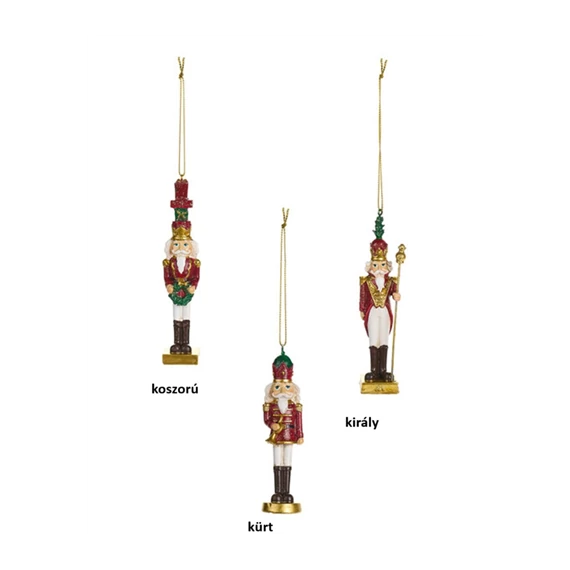 Diótörő függődísz 2,5x2,5x12cm, műanyag dekorfigura, kürt, N.S.QHK251801B