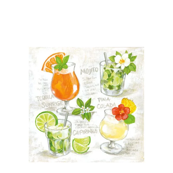 Four Cocktails papírszalvéta 25x25cm,20db-os, AMB.12508345