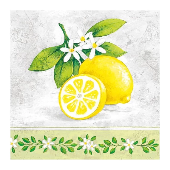 Citrom mintás papírszalvéta 33x33cm,20db-os, Lemon Branch AMB.13309695