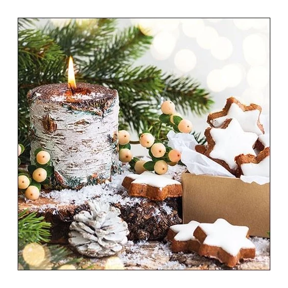 Birchwooden Candle papírszalvéta 33x33cm,20db-os, AMB.33312160