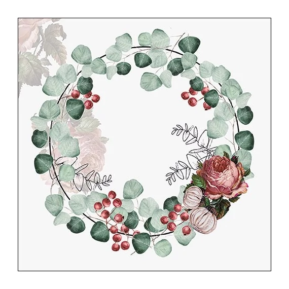Wreath of Eucalyptus grey papírszalvéta 33x33cm,20db-os, AMB.33314525