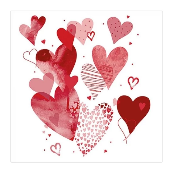 With Love Red papírszalvéta 33x33cm, 20db-os, AMB.13314881