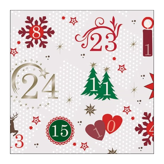 Advent Calendar papírszalvéta 33x33cm, 20db-os , AMB.33316615