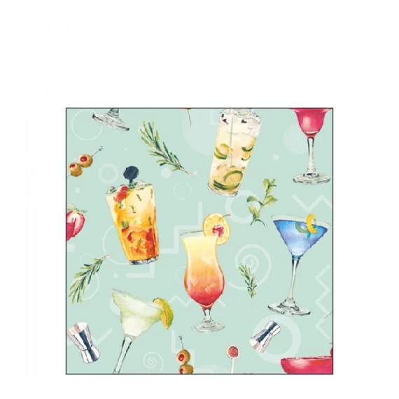 Cocktail Party Aqua papírszalvéta 25x25cm,20db-os, AMB.12517225