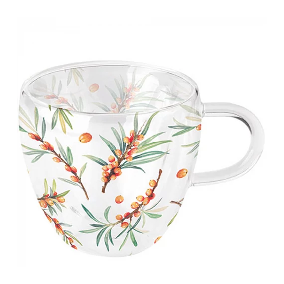 Sea Buckthorn duplafalú borosilicate üvegcsésze 0,25L, AMB.14417385