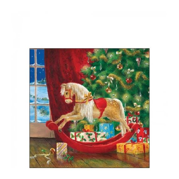 Wooden rocking horse papírszalvéta 25x25cm, 20db-os, AMB.32517870