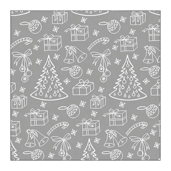 Outlined ornaments silver papírszalvéta 33x33cm, 20db-os, AMB.33318112