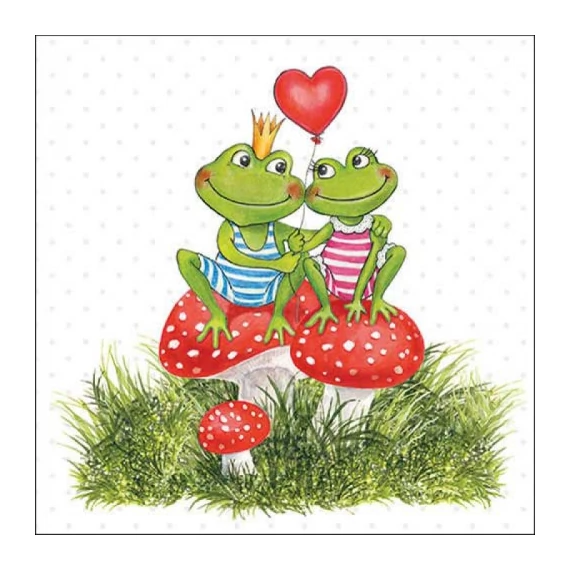 Frogs in love papírszalvéta 33x33cm, 20db-os, AMB.13318180
