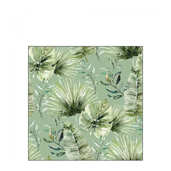 Jungle leaves green papírszalvéta 25x25cm, 20db-os, AMB.12518217