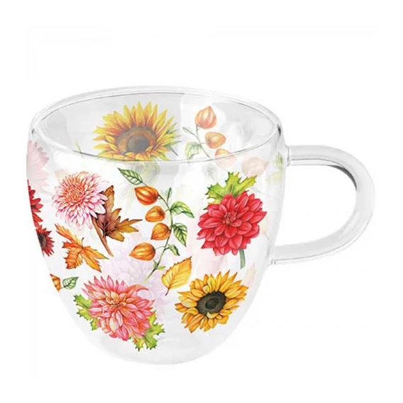 Autumn blooming duplafalú borosilicate üvegcsésze 0,25L, AMB.14419770