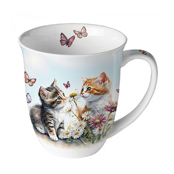 Kittens in flower field porcelánbögre 0,4l, AMB.18419355