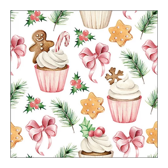 Christmas sweets pink  papírszalvéta 33x33cm,20db-os, AMB.33319965