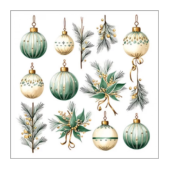 Hanging decorations green papírszalvéta 33x33cm, 20db-os, AMB.33319985