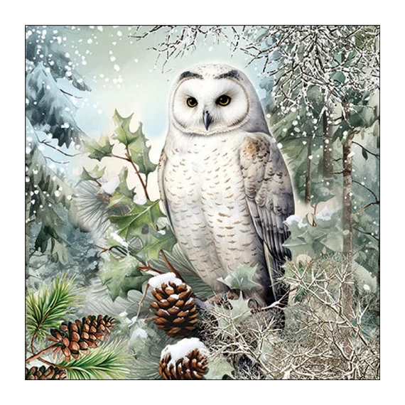 Snowy owl papírszalvéta 33x33cm, 20db-os, AMB.33320010